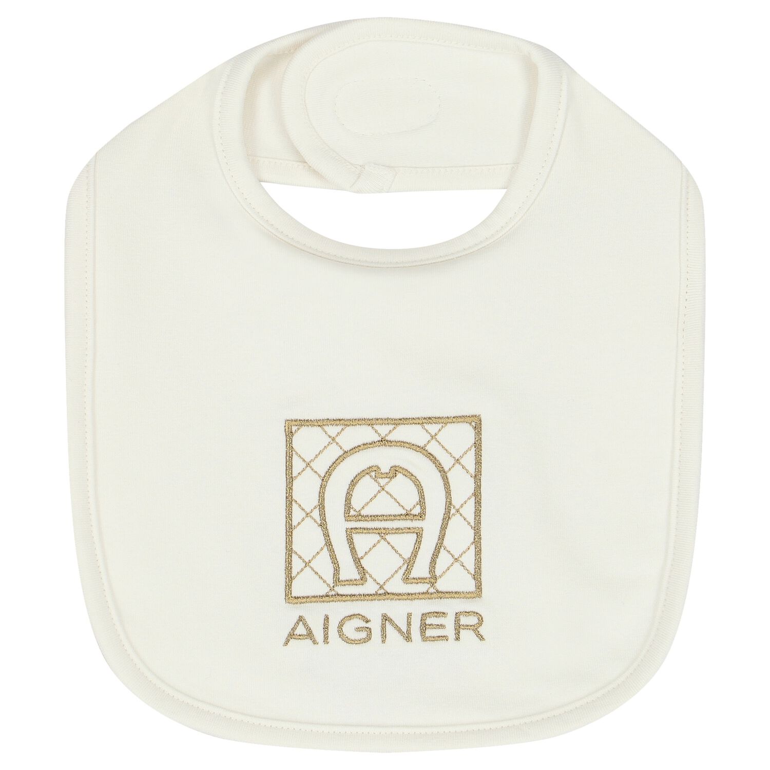 Ivory & Gold Logo Baby Bib, 1, hi-res