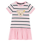 Girls Pink & White Teddy Dress, 1, hi-res