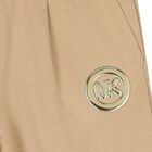 Girls Mini Me Beige Logo Trousers, 1, hi-res