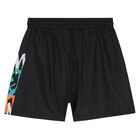 Boys Black Logo Shorts, 1, hi-res