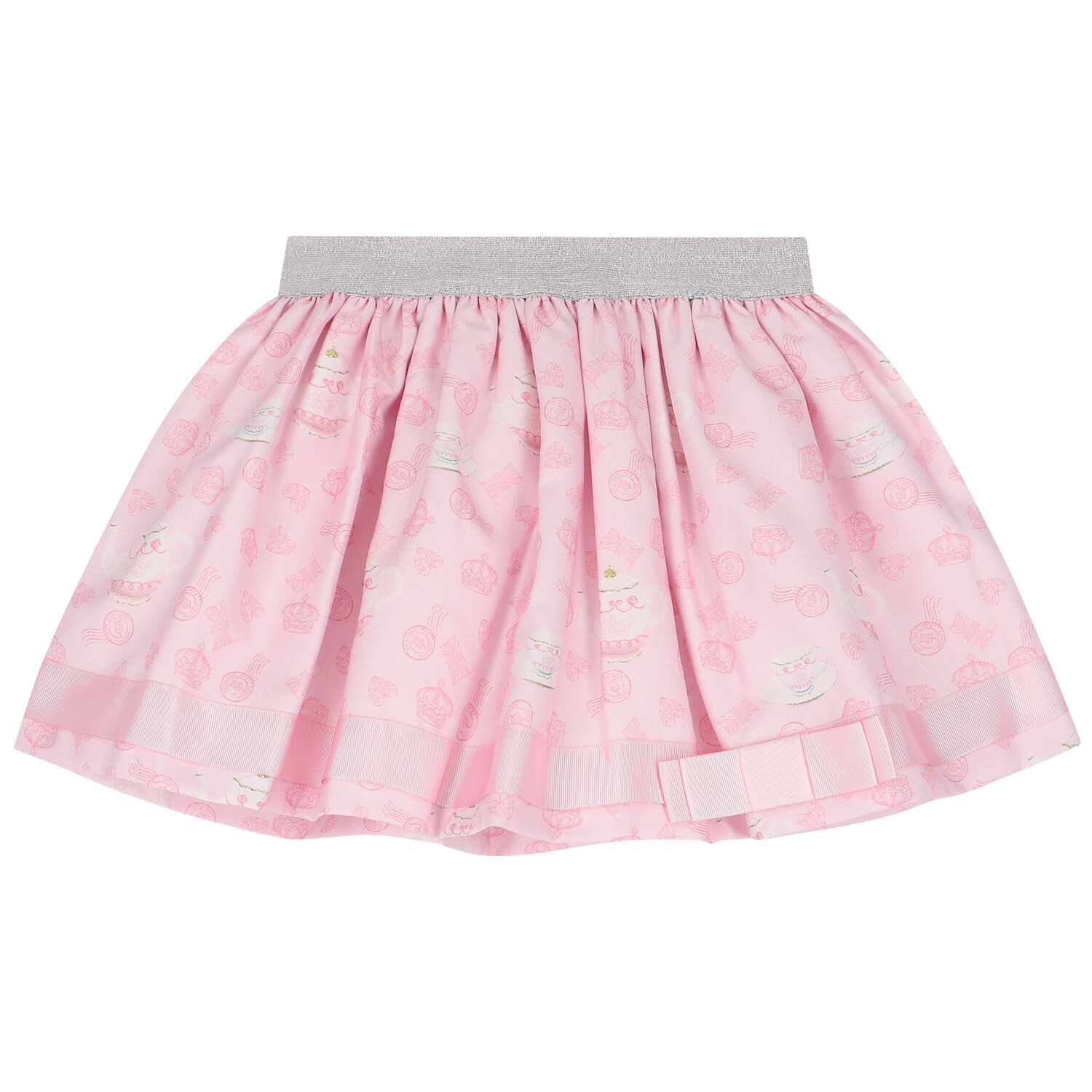 Girls Ivory & Purple Embellished Skirt Set, 3, hi-res