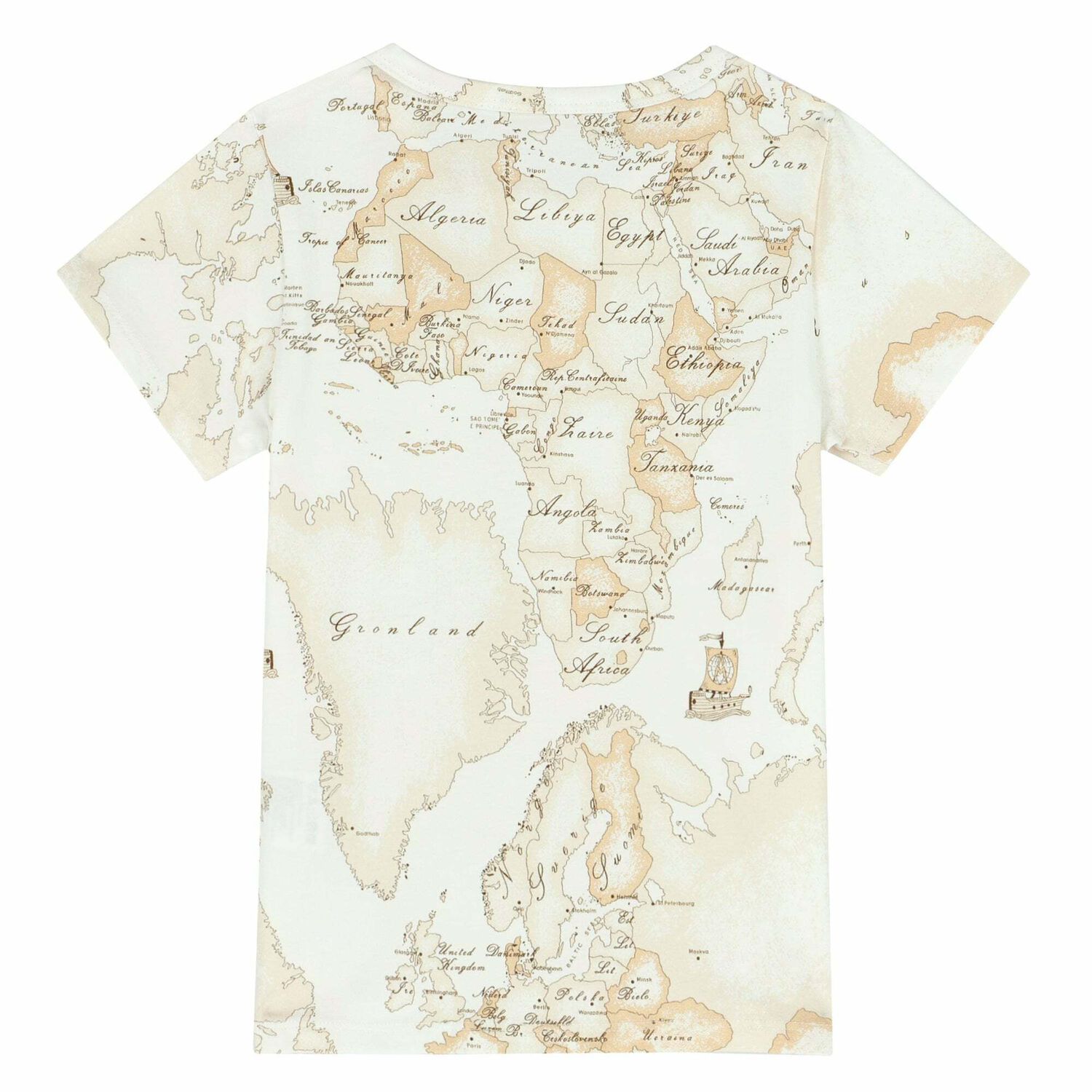 Girls White & Beige Geo Map T-Shirt, 2, hi-res