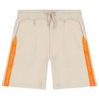 Boys Beige Logo Shorts, 2, hi-res