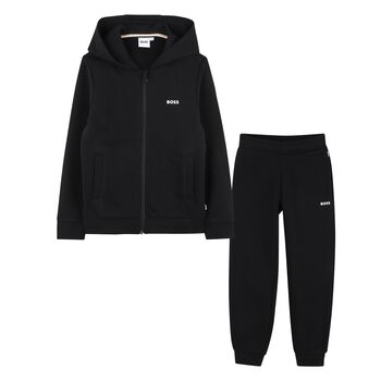 Boys Black Logo Tracksuit