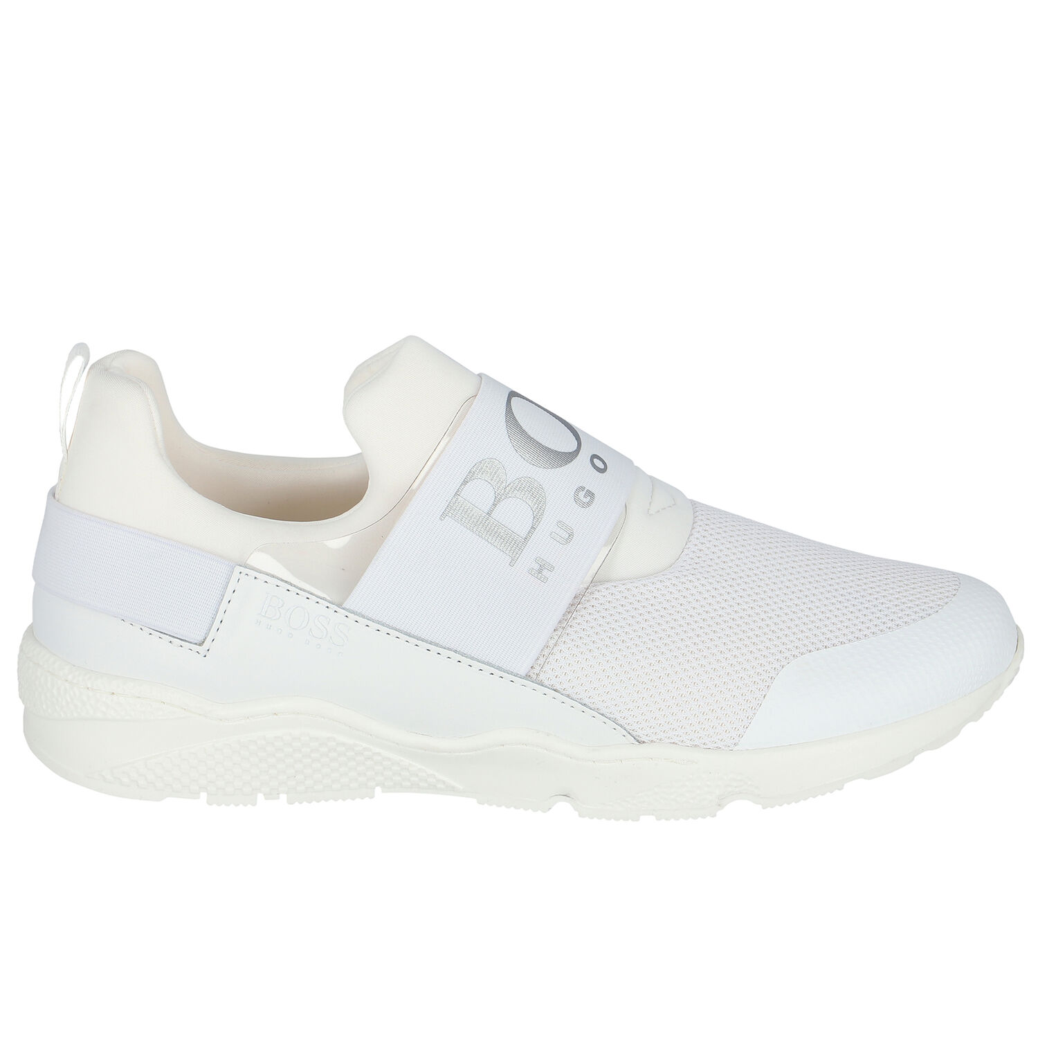 Boys White Logo Trainers, 2, hi-res