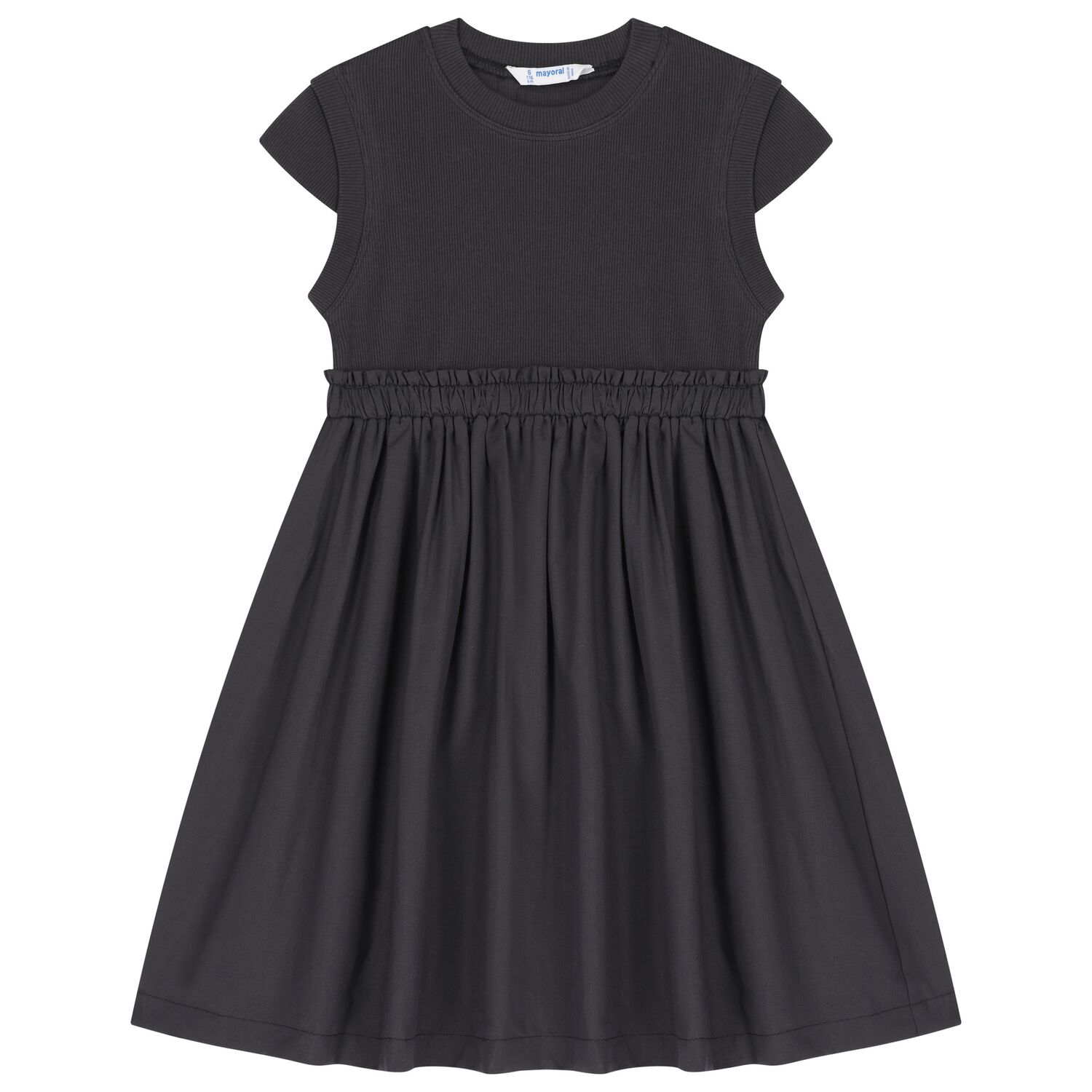 Girls Black Ribbed Dress, 1, hi-res image number null