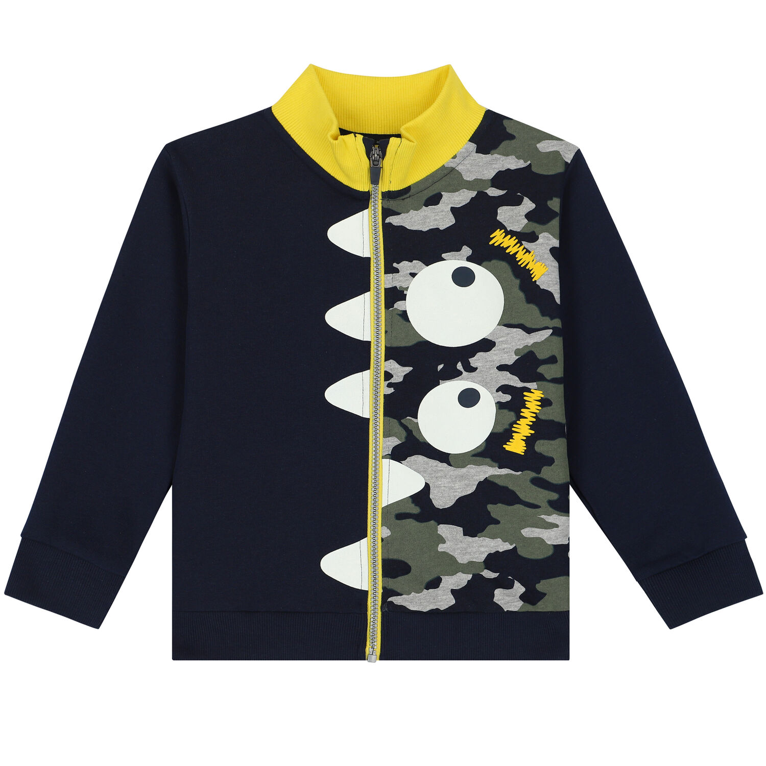 Boys Navy & Green Camouflaged Tracksuit, 1, hi-res