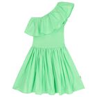Girls Green Ruffled Dress, 4, hi-res
