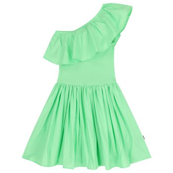 Girls Green Ruffled Dress