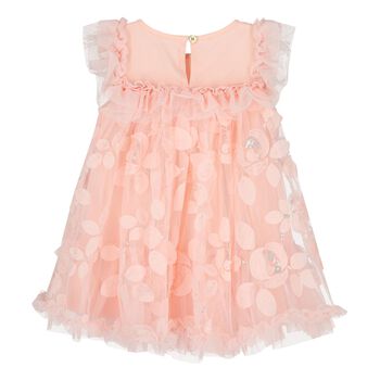 Baby Girls Pink Appliqued Tulle Dress