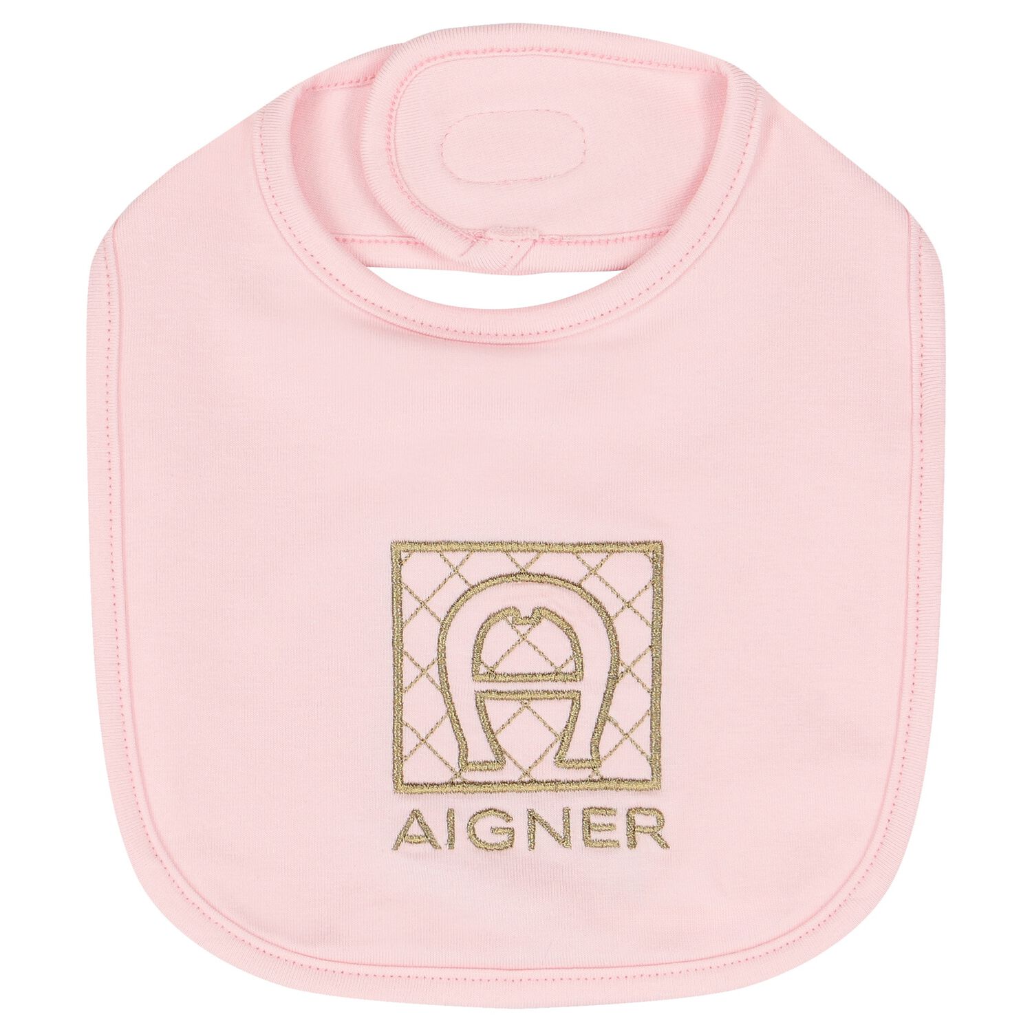 Baby Girls Pink and Gold Logo Bib, 3, hi-res