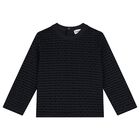 Younger Boys Navy Blue Logo Long Sleeve Top, 1, hi-res