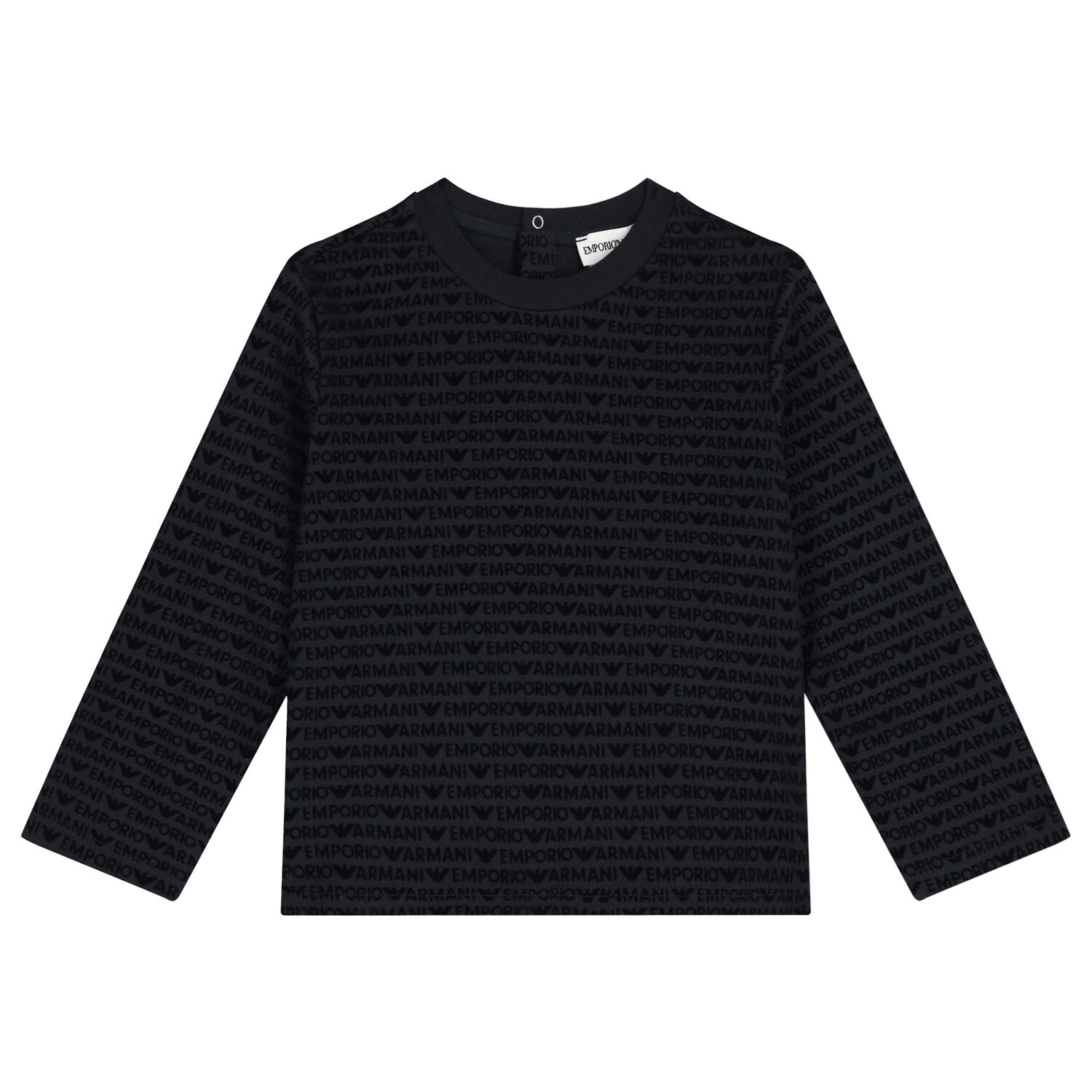 Younger Boys Navy Blue Logo Long Sleeve Top, 1, hi-res