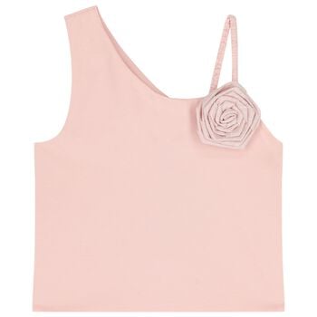 Girls Pink Rose Applique Top