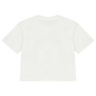 Girls White Embellished Logo T-Shirt, 1, hi-res