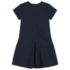 Girls Navy Blue & Gold Logo Dress, 2, hi-res