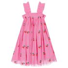 Girls Pink Tulle Cherry Dress, 1, hi-res