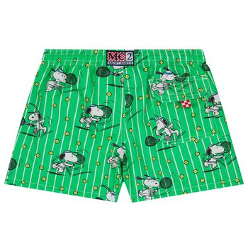 Boys Green Snoopy Swim Shorts