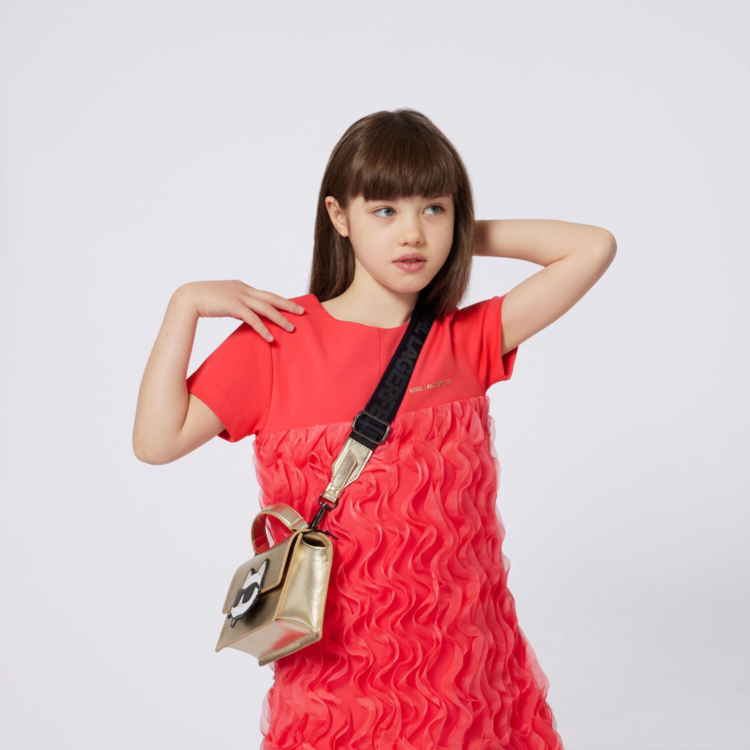 Girls Pink Logo Tulle Dress, 1, hi-res