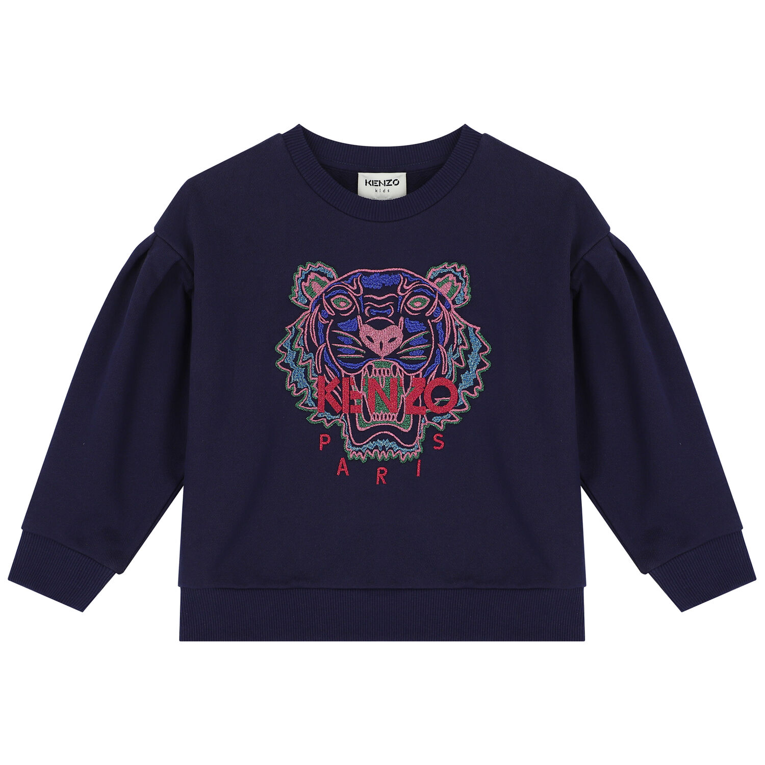 Girls Navy Tiger Logo Sweatshirt, 1, hi-res