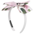 Girls White & Pink Bow Headband, 2, hi-res