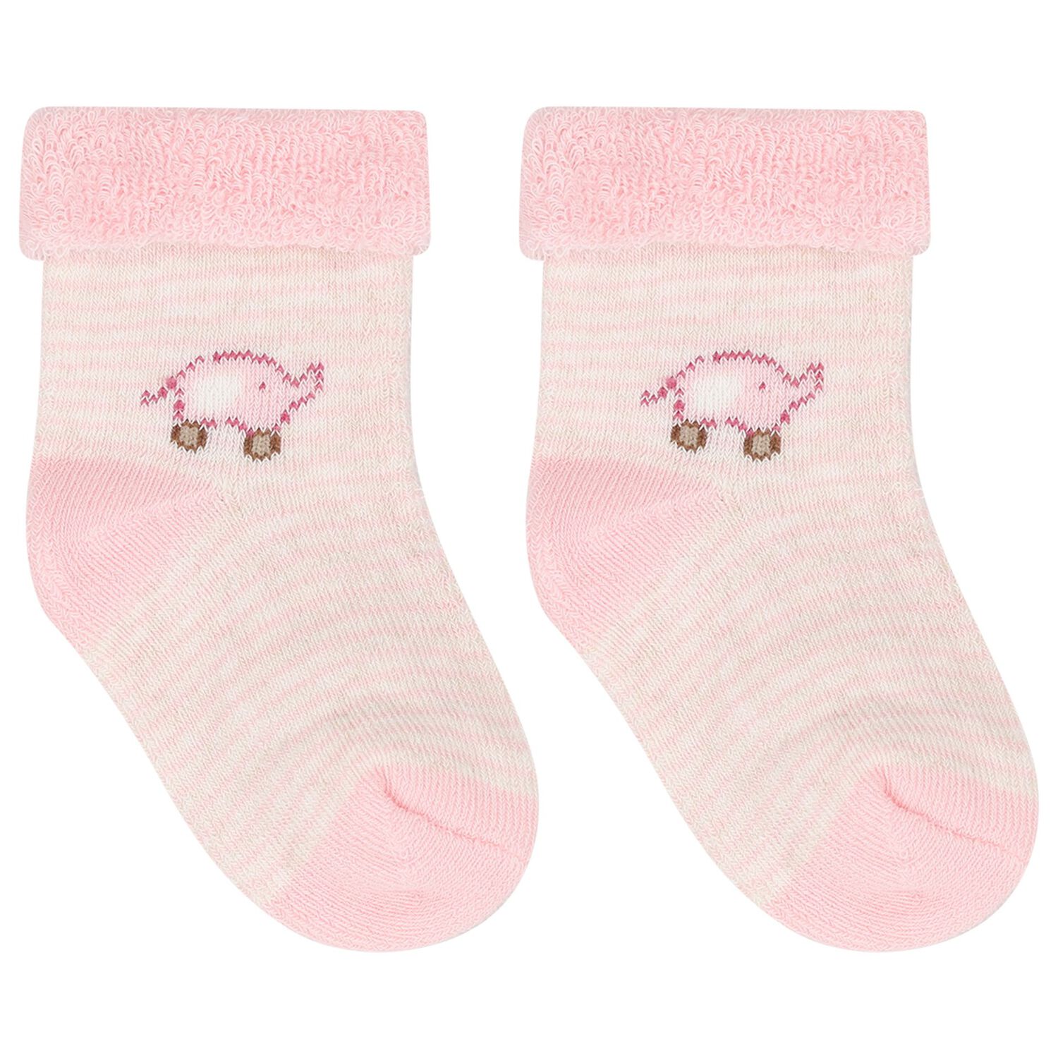 Baby Girls Pink & Ivory Socks ( 4 Pack ), 3, hi-res