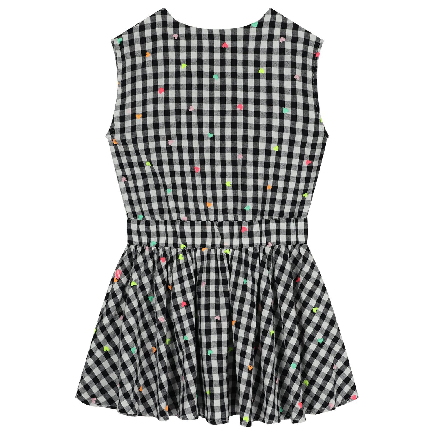 Girls Black & White Gingham Dress, 1, hi-res