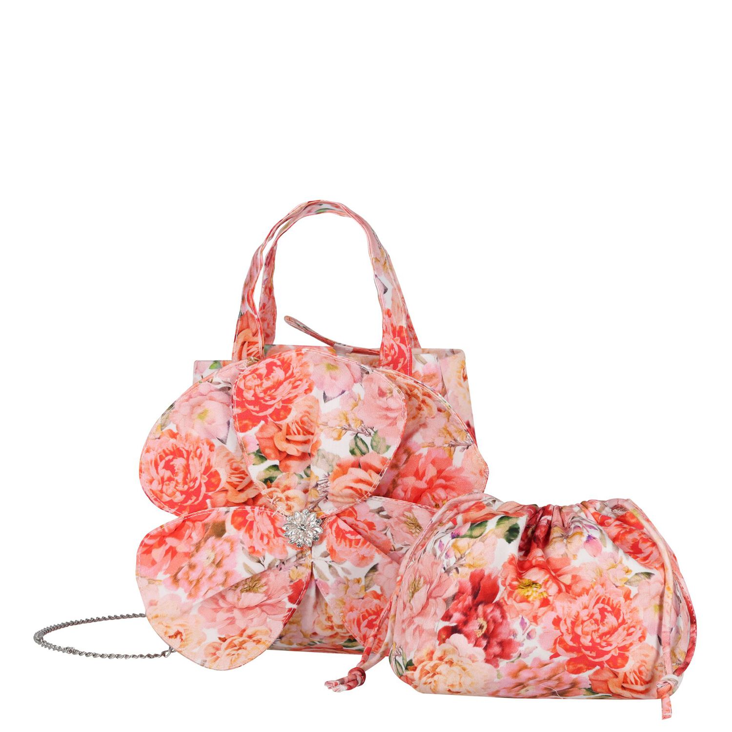 Girls Pink Floral Handbag , 1, hi-res