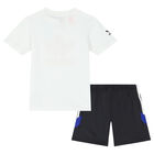 White & Black Logo Shorts Set, 1, hi-res