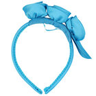 Girls Blue Floral Satin Headband, 1, hi-res