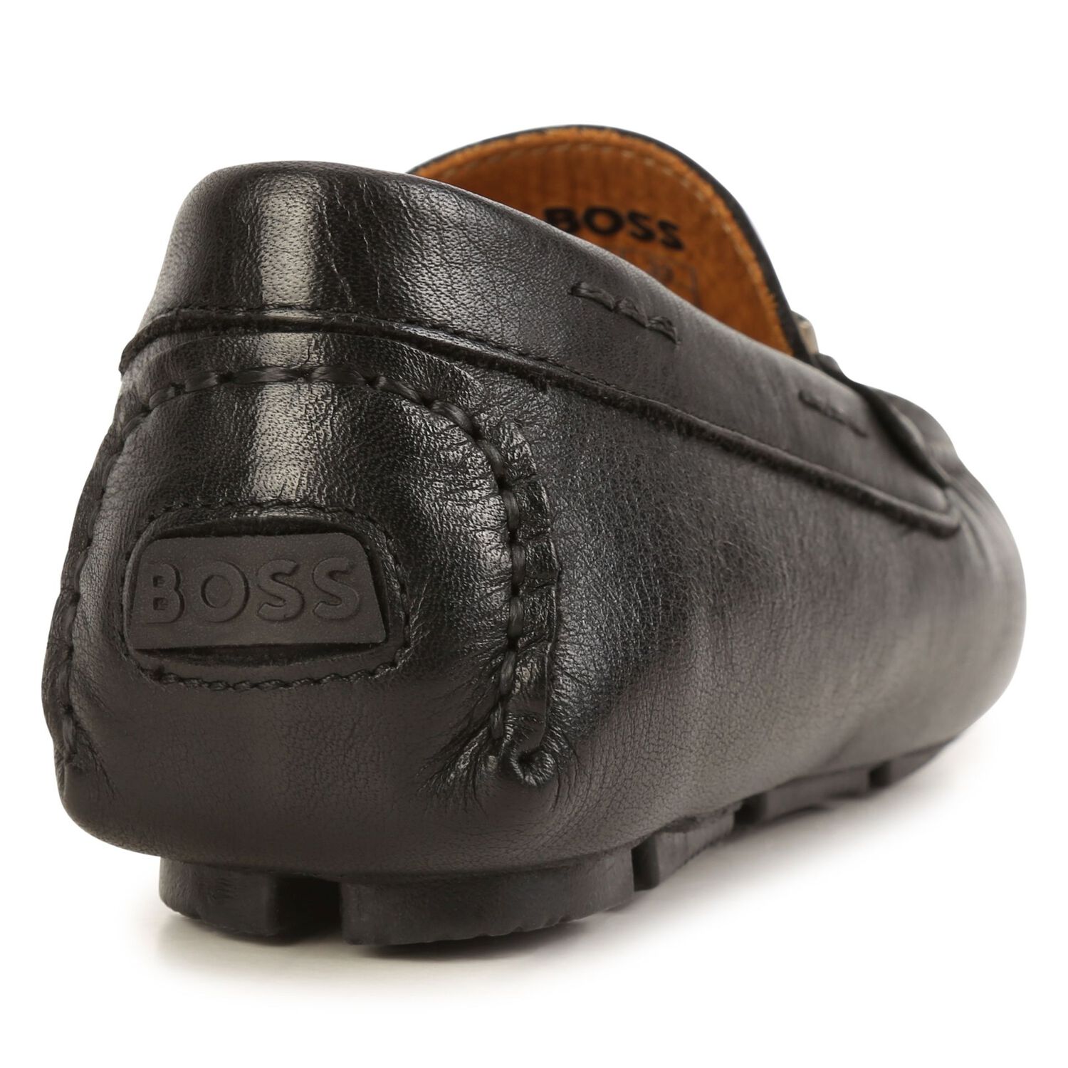 Boys Black Logo Moccasins, 1, hi-res