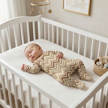 Beige & Brown Zig Zag Babygrow