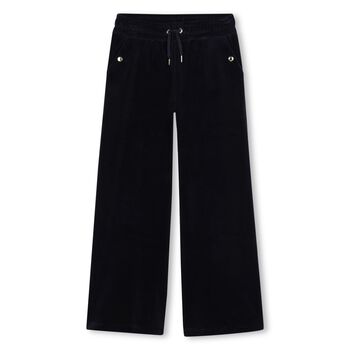 Girls Navy Blue Wide Leg Trousers