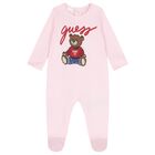 Baby Girls Pink Teddy Bear Babygrow, 2, hi-res