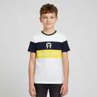 Boys White, Navy & Yellow Logo T-Shirt, 1, hi-res