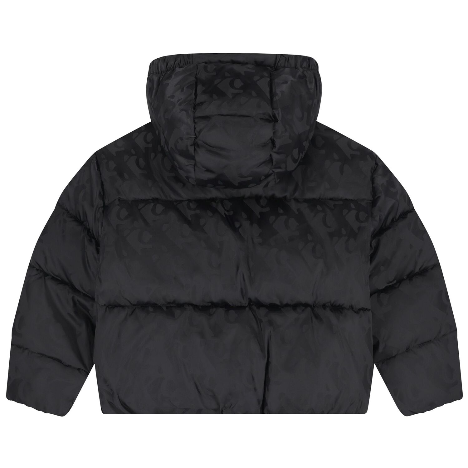 Girls Black Logo Puffer Jacket, 1, hi-res