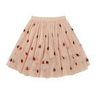 Girls Pink Strawberry Tulle Skirt, 1, hi-res