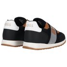 Boys Black Logo Trainers, 1, hi-res