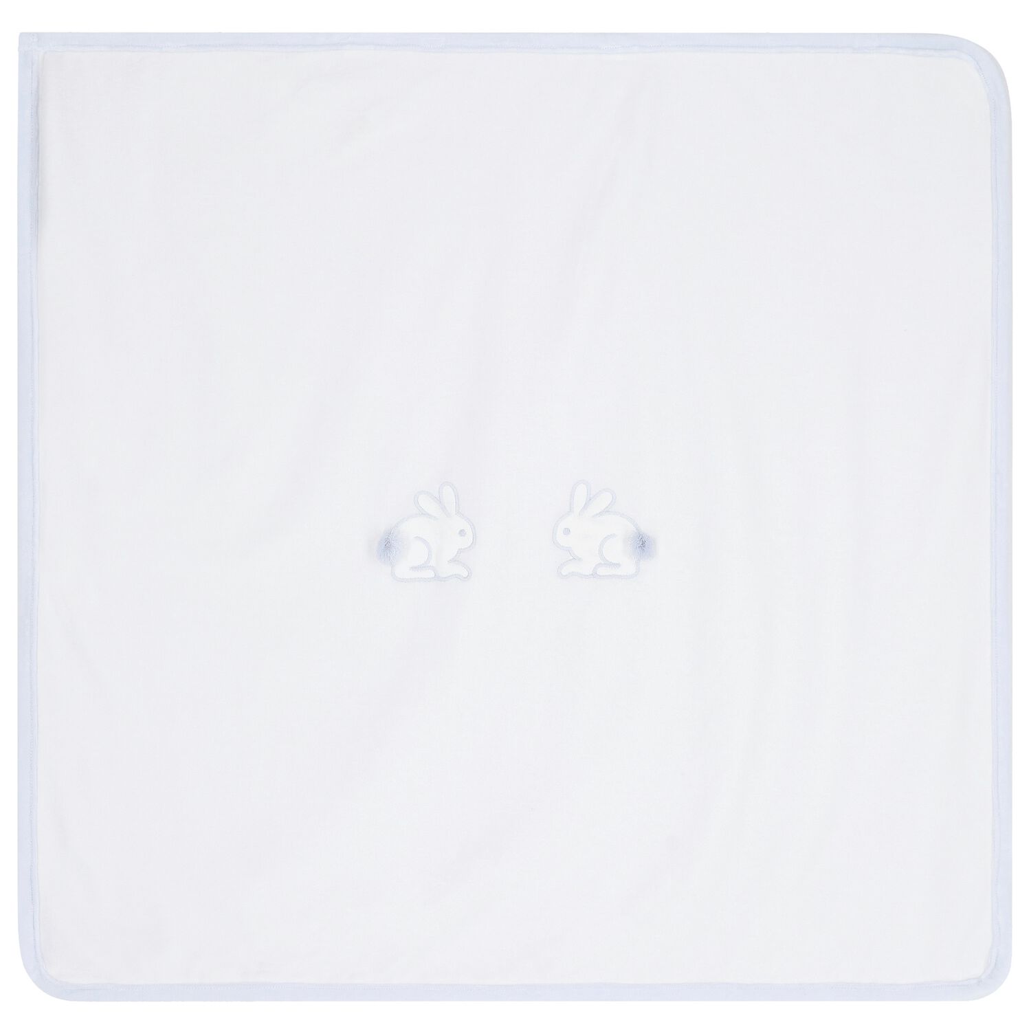 Baby Boys Ivory & Blue Rabbit Blanket, 1, hi-res