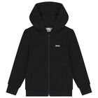 Boys Black Logo Zip Up Top, 1, hi-res