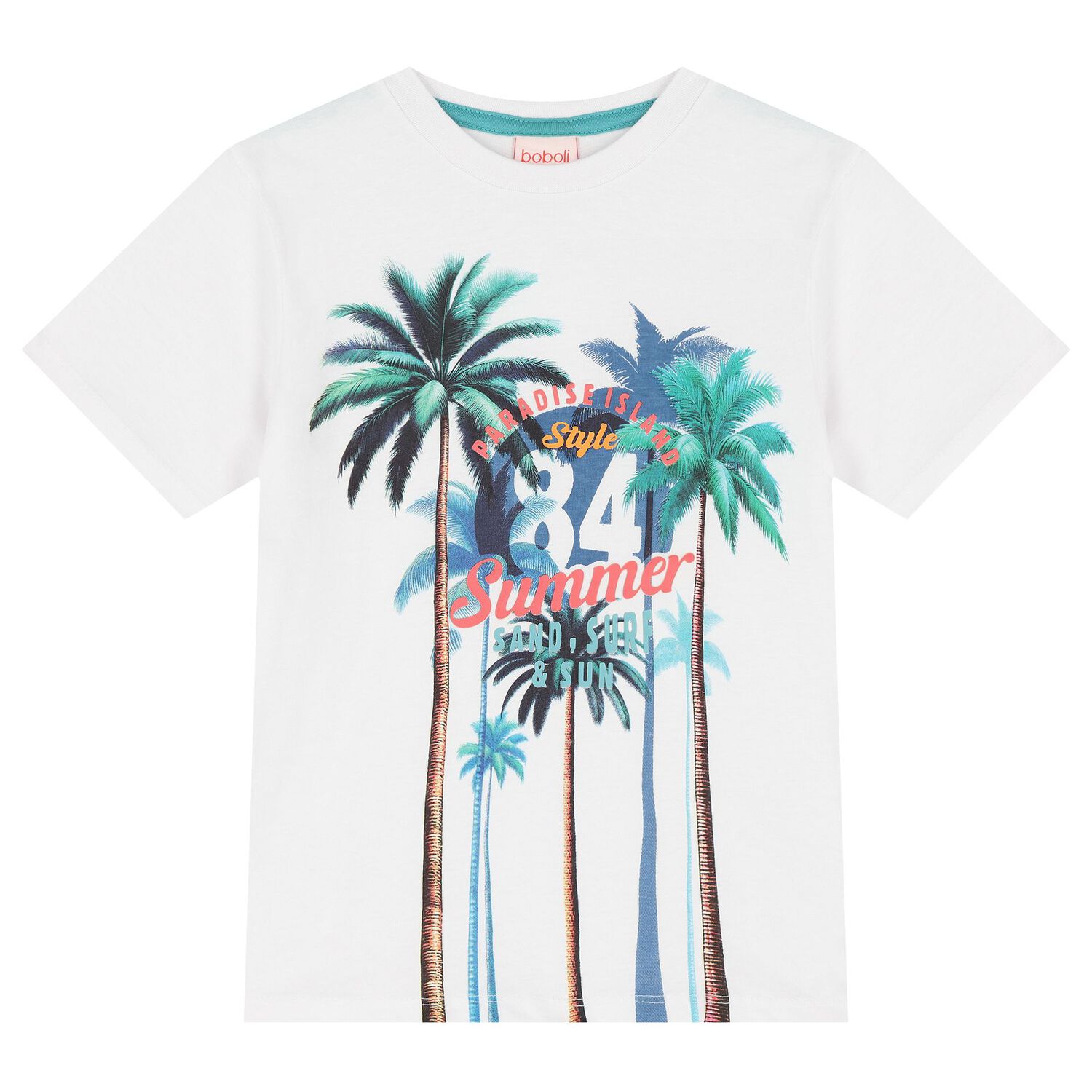 Boys Blue Palm Tree Print Shorts Set, 1, hi-res image number null