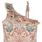 Girls Pink Floral Asymmetric Swimsuit, 1, hi-res