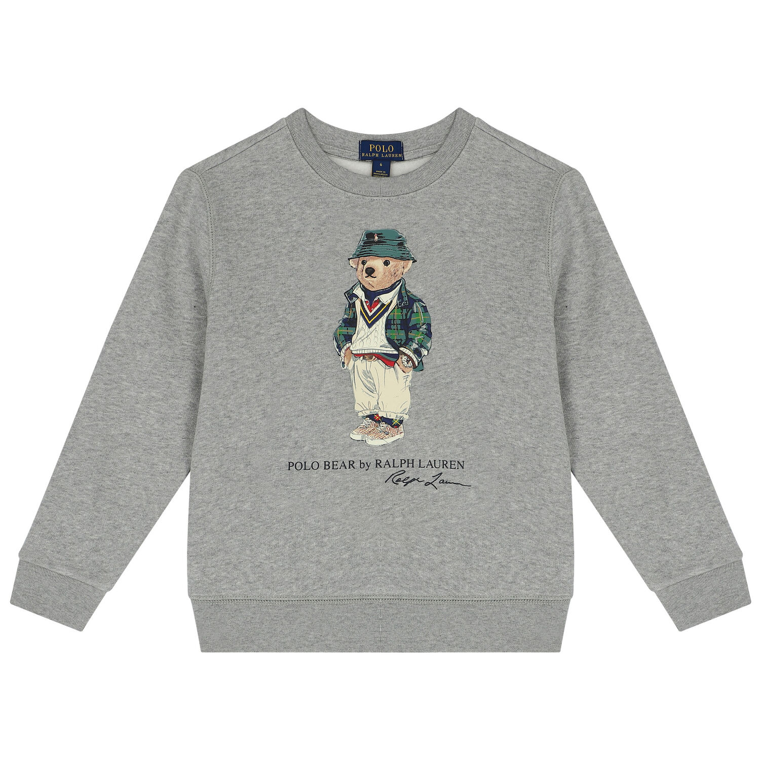 Boys Grey Polo Bear Sweatshirt, 1, hi-res