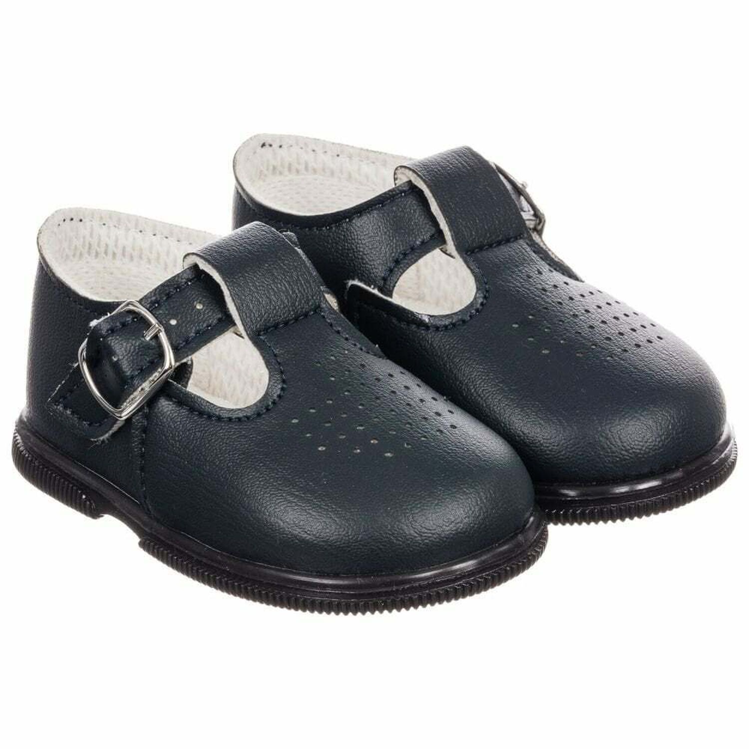 Baby Boys Navy Leather Shoes, 1, hi-res image number null
