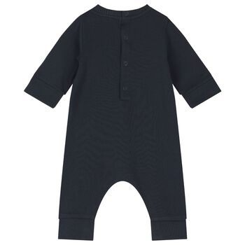 Baby Boys Navy Blue Logo Romper