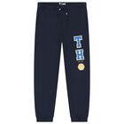 Boys Navy Blue Varsity Logo Joggers, 1, hi-res