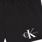 Younger Boys Black Monogram Logo Shorts, 1, hi-res