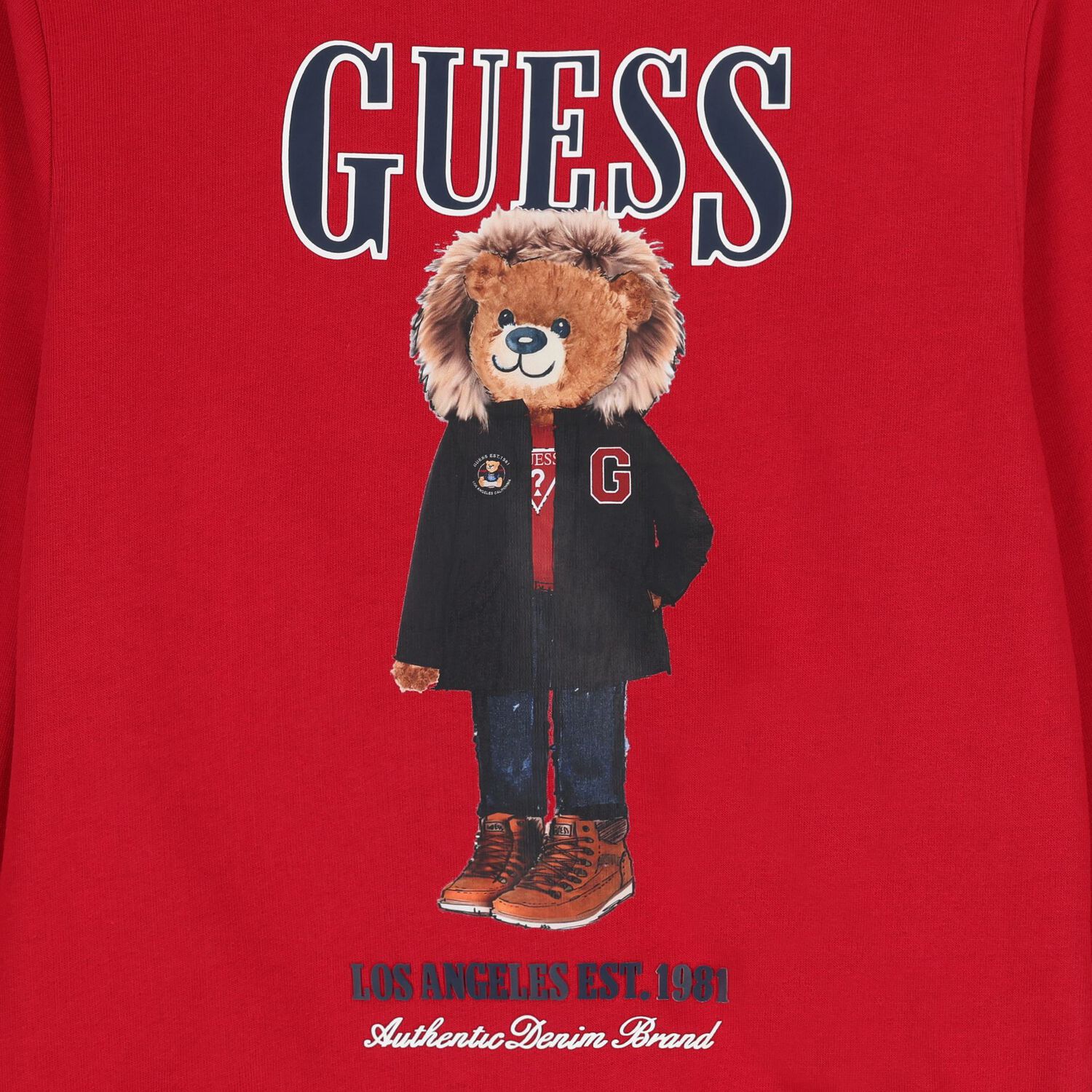Boys Red Teddy Bear Sweatshirt, 1, hi-res