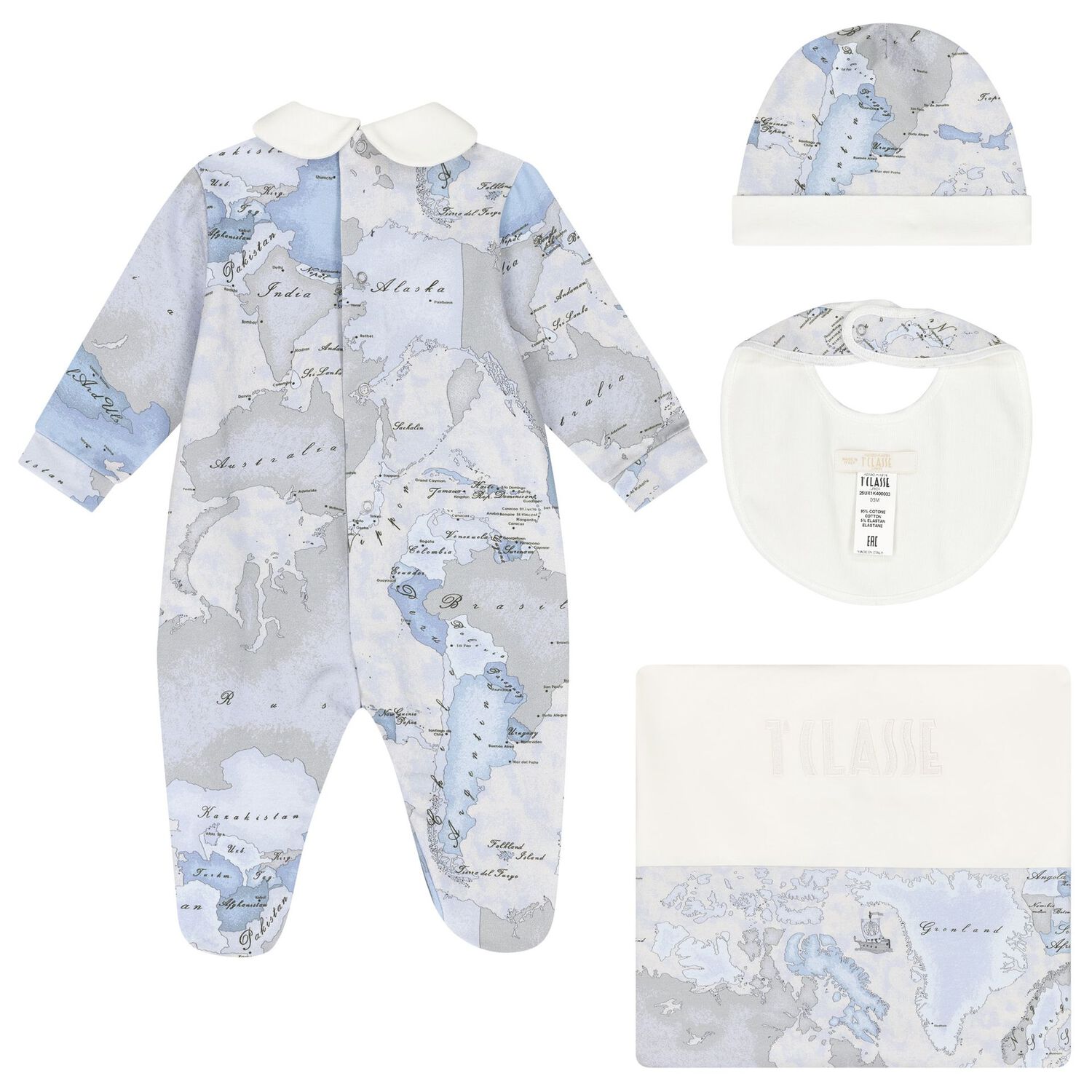 Baby Blue & Grey Geo Map Babygrow Gift Set, 3, hi-res image number null