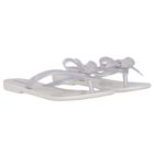 Girls White Logo Bow Flip Flops, 1, hi-res